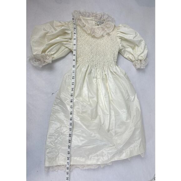 Vintage 1990s Heirloom by Polly Flinders Formal Dress Cream Lace - Girls Size 6 - Picture 3 of 11
